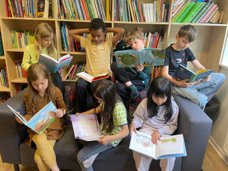 Ausstattung der Schulbibliothek - Schüler beim Lesen